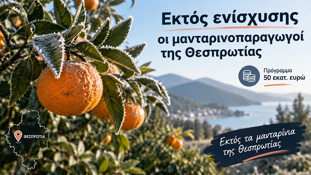 Θεσπρωτία: Χωρίς αποζημιώσεις παγετού οι μανταρινοπαραγωγοί - Στο τραπέζι το πρόγραμμα των 50 εκατ. ευρώ