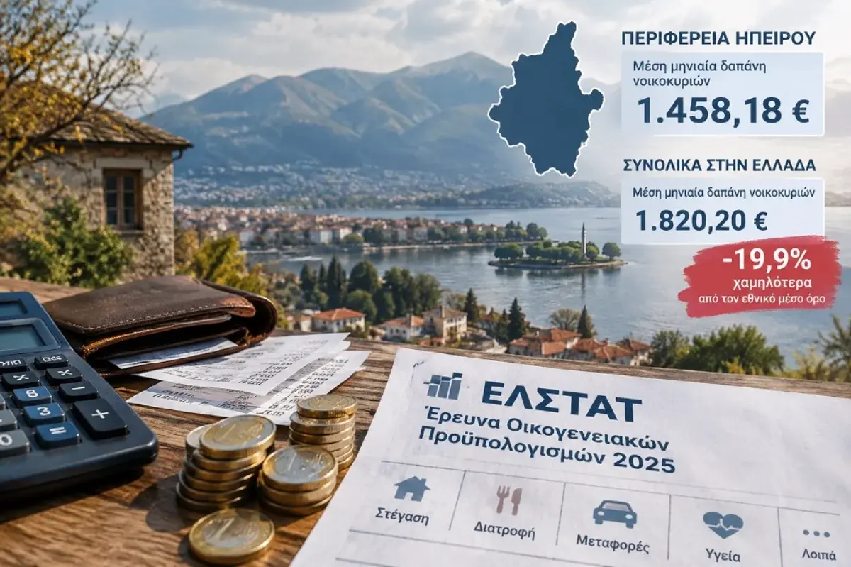 «Φτωχός συγγενής» της Ελλάδας η Ήπειρος..  Πόσα ευρώ ξοδεύουν τον μήνα τα νοικοκυριά – Τα αποκαλυπτικά στοιχεία της ΕΛΣΤΑΤ
