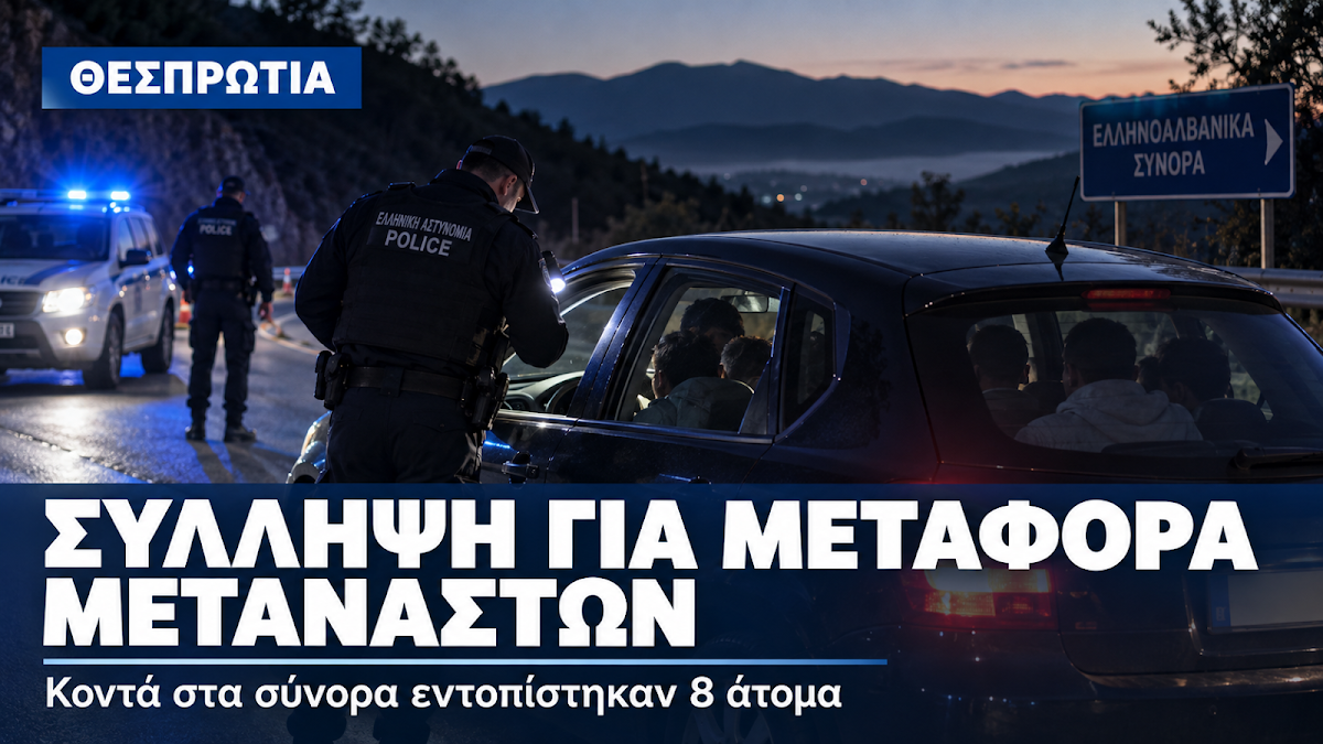 Θεσπρωτία: Σύλληψη αλλοδαπού που μετέφερε παράνομα 8 μετανάστες