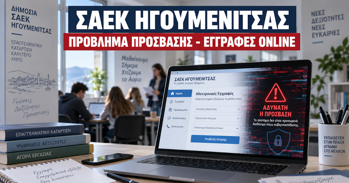 ΣΑΕΚ Ηγουμενίτσας: Κυβερνοεπίθεση στην ιστοσελίδα - Οδηγίες για τις εγγραφές