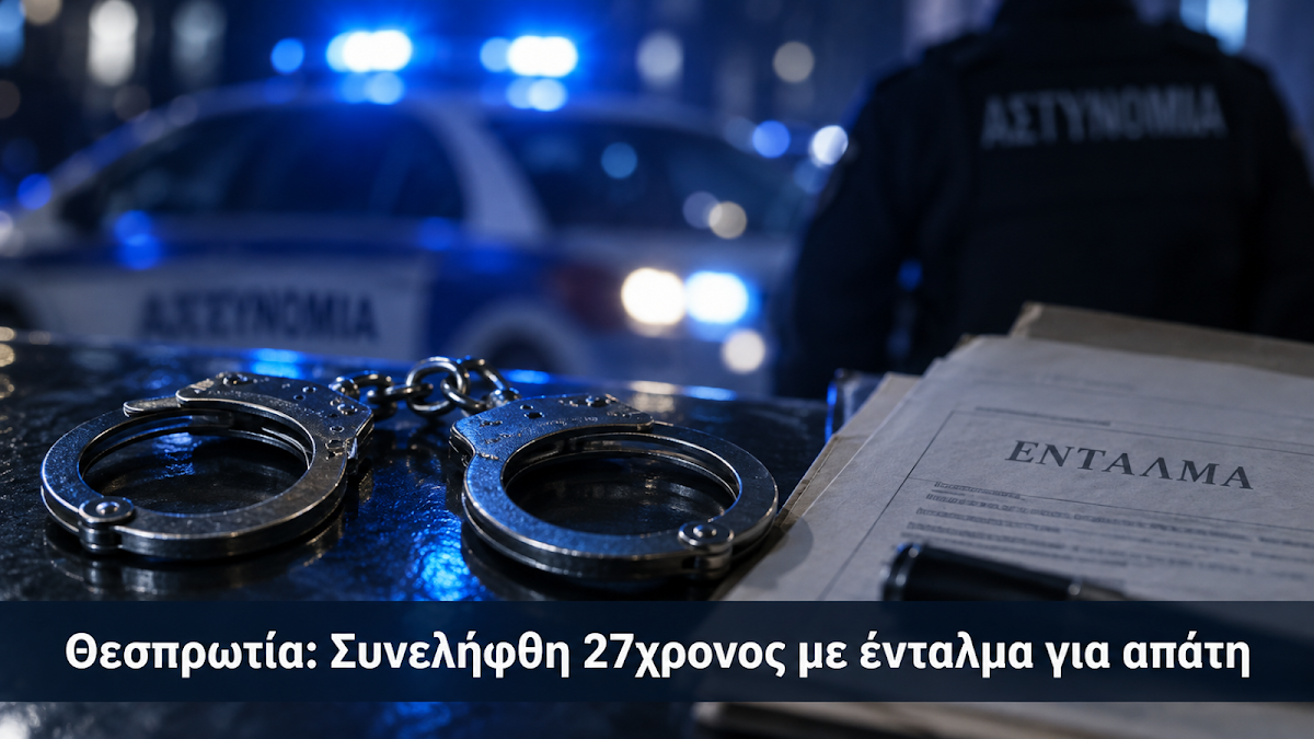 Θεσπρωτία: Σύλληψη 27χρονου ημεδαπού για απάτη - Εκκρεμούσε ένταλμα