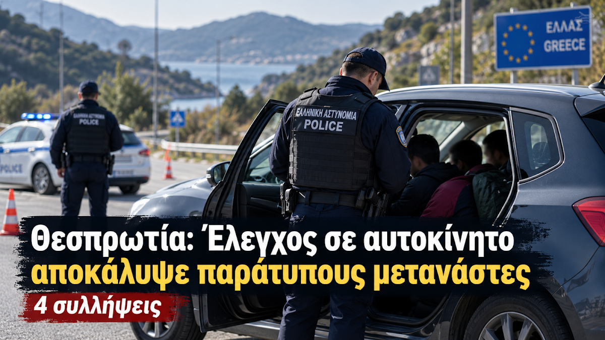 Θεσπρωτία: Έλεγχος σε αυτοκίνητο αποκάλυψε παράτυπους μετανάστες | 4 Συλλήψεις