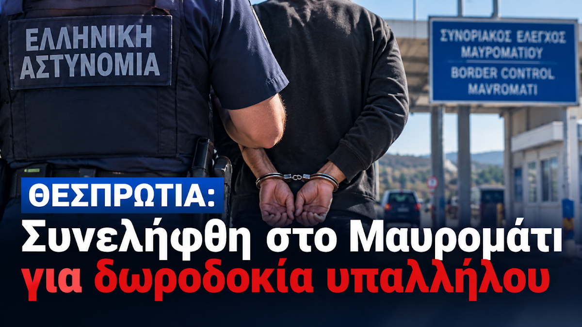 Θεσπρωτία: Σύλληψη αλλοδαπού στο Μαυρομάτι για δωροδοκία υπαλλήλου