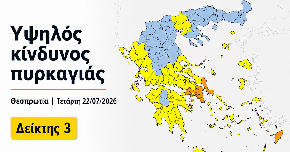 Θεσπρωτία: Υψηλός κίνδυνος πυρκαγιάς στην κατηγορία 3 - Συναγερμός