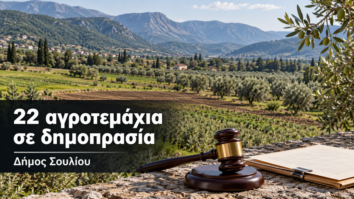 Δήμος Σουλίου: Σε δημοπρασία 22 δημοτικά αγροτεμάχια σε Παραμυθιά και Αχέροντα