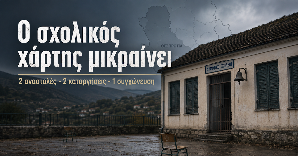 Θεσπρωτία: Ο σχολικός χάρτης μικραίνει – Δύο Νηπιαγωγεία σε αναστολή, δύο καταργούνται οριστικά και μία συγχώνευση