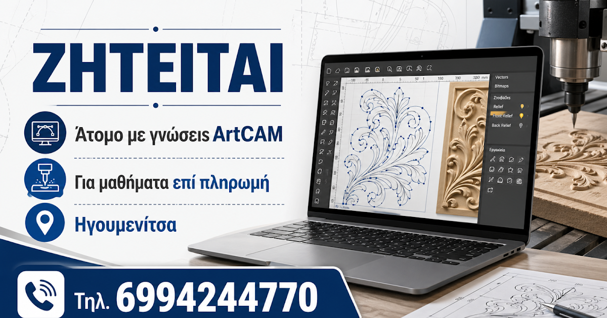 Ζητείται άτομο για ιδιαίτερα μαθήματα ArtCAM στην Ηγουμενίτσα