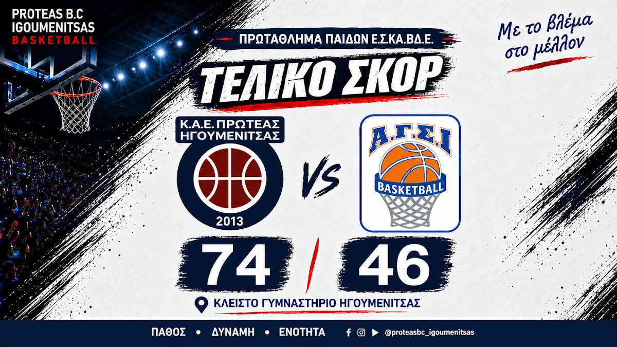 Εντυπωσιακή νίκη για το Παιδικό τμήμα του Πρωτέα Ηγουμενίτσας στην ΕΣΚΑΒΔΕ