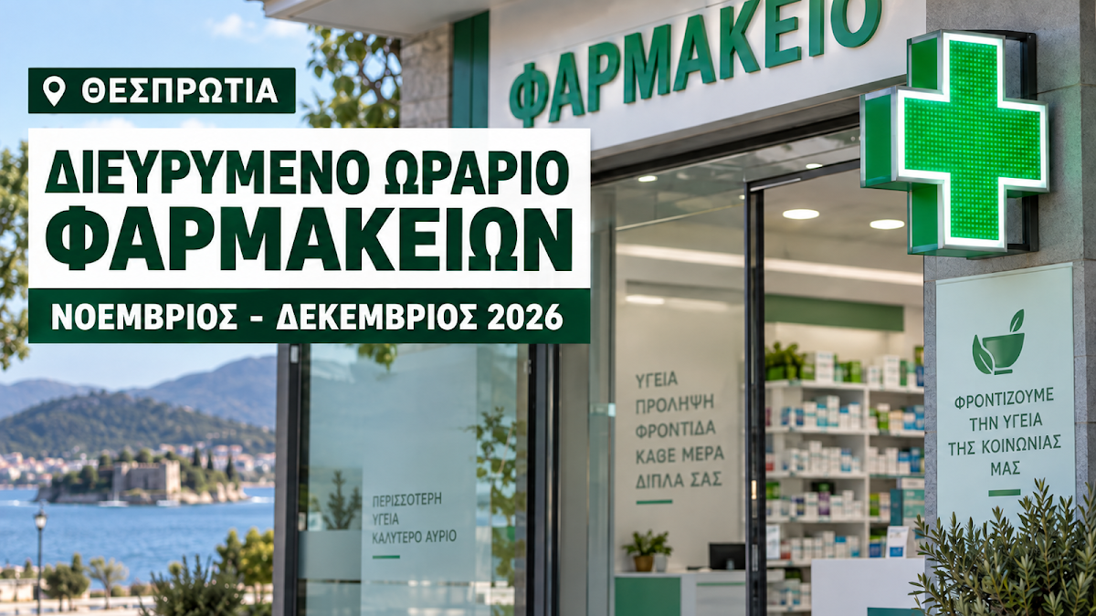 Θεσπρωτία: Το νέο διευρυμένο ωράριο φαρμακείων για Νοέμβριο και Δεκέμβριο
