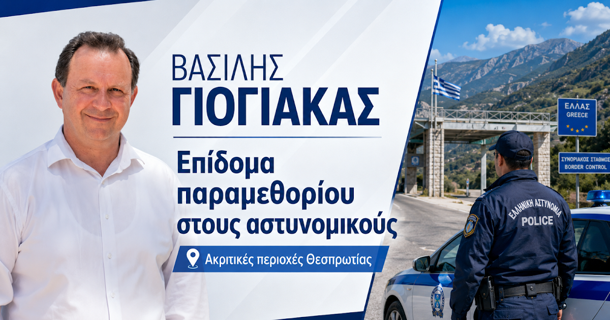 Βασίλης Γιόγιακας: Πίεση για την καταβολή επιδόματος παραμεθορίου στους αστυνομικούς της Θεσπρωτίας