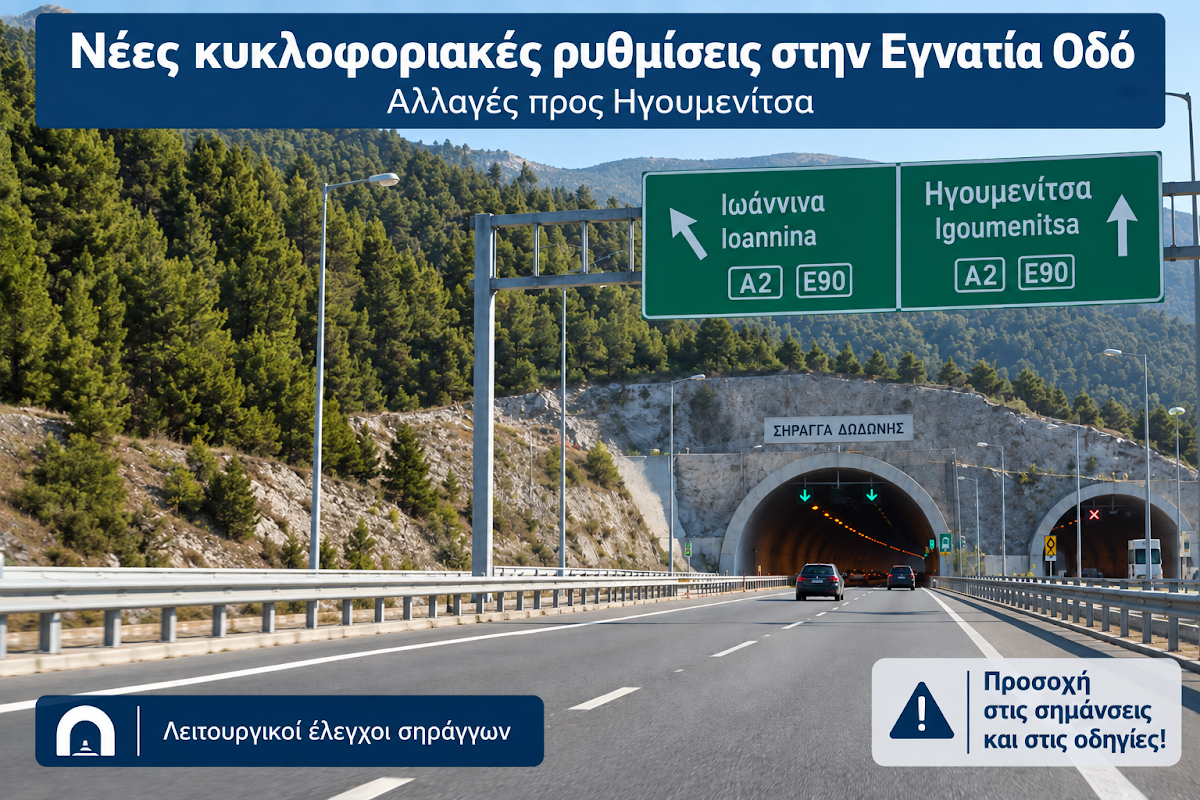 Νέες κυκλοφοριακές ρυθμίσεις στην Εγνατία Οδό – Τι αλλάζει προς Ηγουμενίτσα
