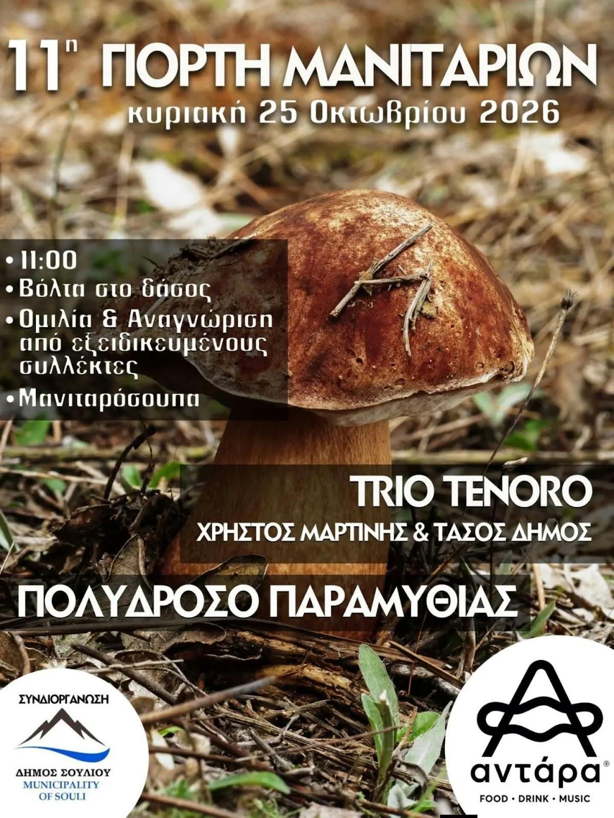 11η Γιορτή Μανιταριών στο Πολύδροσο Παραμυθιάς: Ημερομηνία και Πρόγραμμα