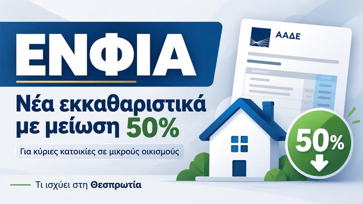 ΕΝΦΙΑ: Νέα εκκαθαριστικά με μείωση 50% – Ποιοι ιδιοκτήτες στη Θεσπρωτία ωφελούνται