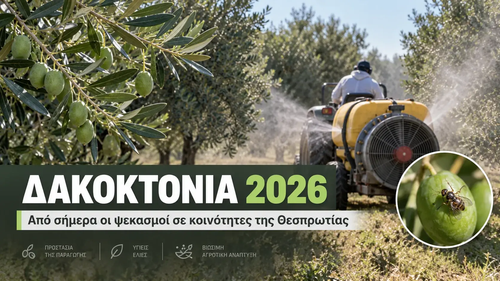 Δακοκτονία 2026: Ξεκινούν σήμερα οι ψεκασμοί σε περιοχές της Θεσπρωτίας