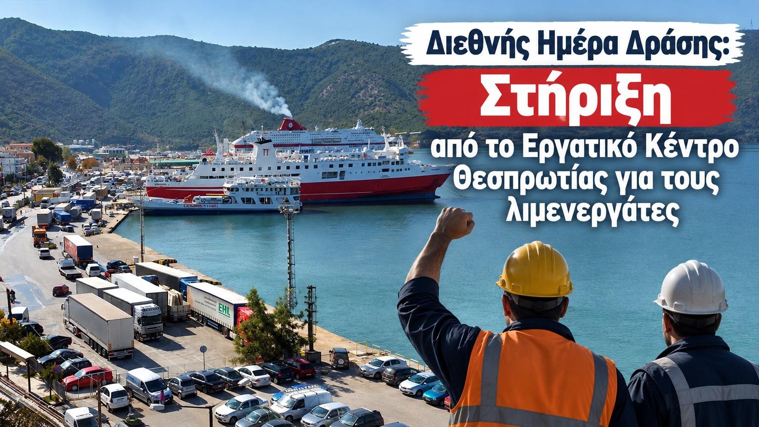 Διεθνής Ημέρα Δράσης: Στήριξη από το Εργατικό Κέντρο Θεσπρωτίας για τους λιμενεργάτες