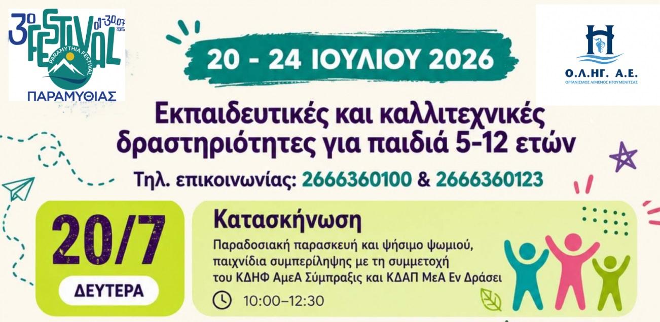 Φεστιβάλ Παραμυθιάς: Ξεκινά σήμερα το τετραήμερο εκδηλώσεων για παιδιά